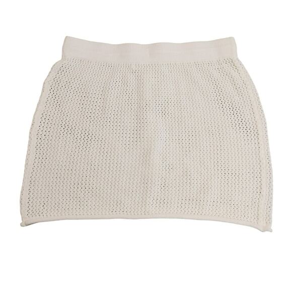 Moon & Madison Skirt Top Outfit Set Open Knit Crochet Cotton White Women Medium - Picture 5 of 14